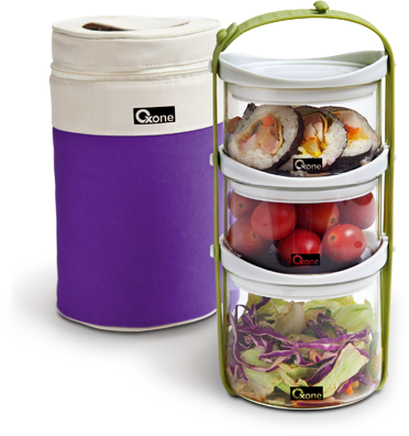 3tiers Glass Lunch Box - Lunch Glass (372x396), Png Download