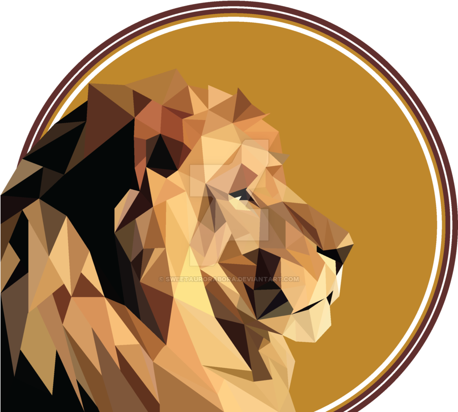 Geometric Lion By Sweetaurorabora On Deviantart - Geometric Lion Png Free (900x823), Png Download