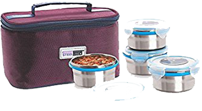 Steel Lock Airtight Steel Lunch & Tiffin Box - Lunchbox (832x711), Png Download