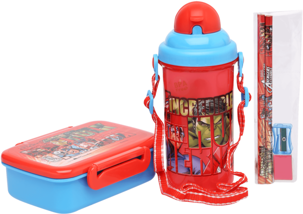 Unisex Doraemon Tiffin Box, Water Bottle And Stationary - Tiffin & Water Bottle (640x960), Png Download