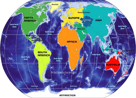 Best Immigration Services In Delhi - World Physical Map Continents (525x379), Png Download