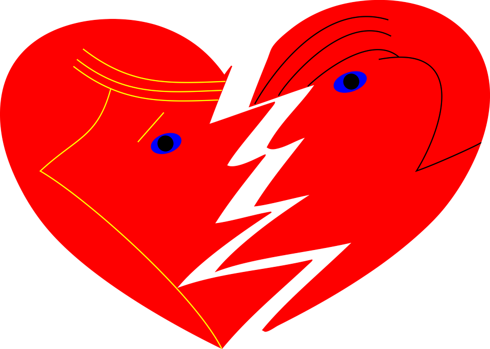 Heart Broken Heart Faces Man Woman Valenti - Broken Heart (476x340), Png Download