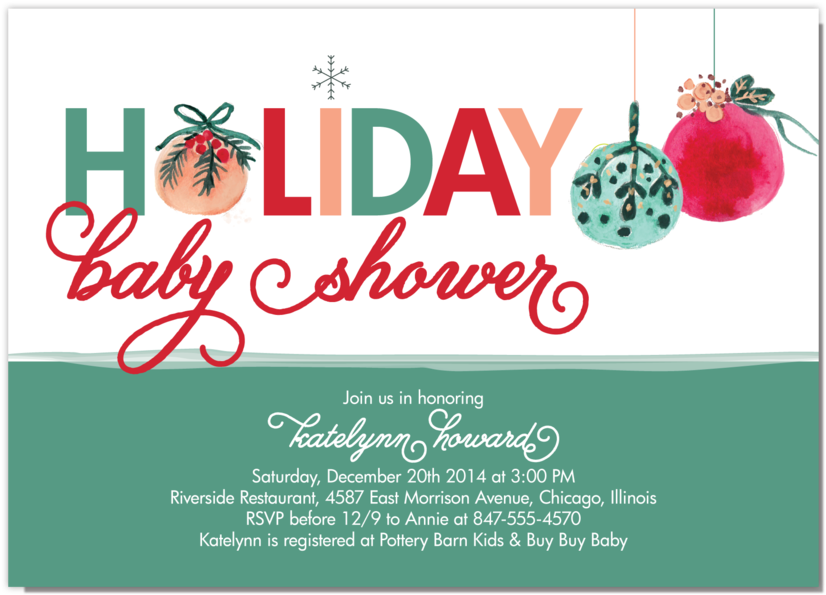 Holiday Baby Shower Invitation (1000x714), Png Download
