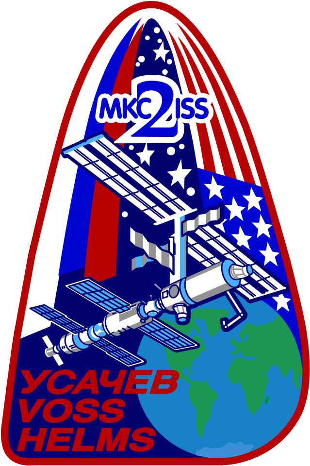 Iss Expedition 2 Mission Patch - Iss Expedition 2 (656x988), Png Download