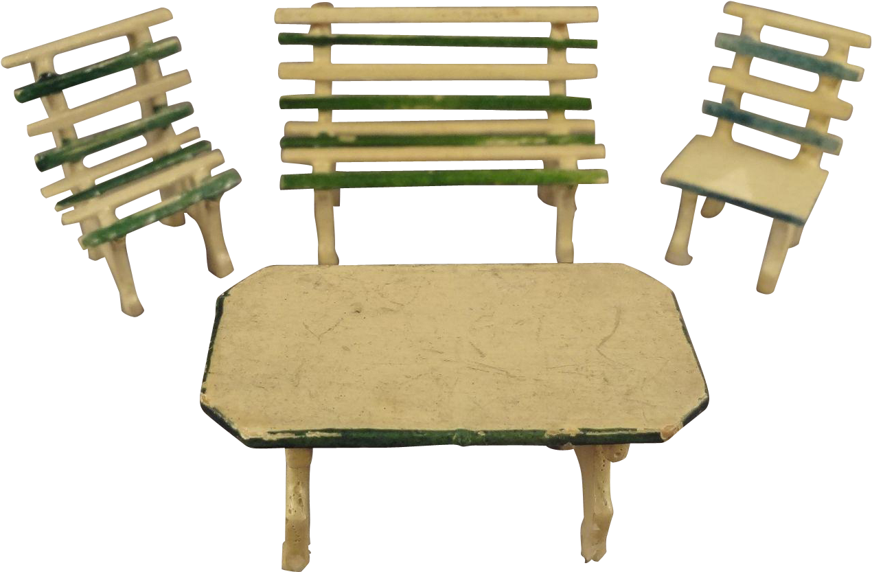 German Garden Set Park Bench Table Chairs In Small - Chair (1269x1269), Png Download
