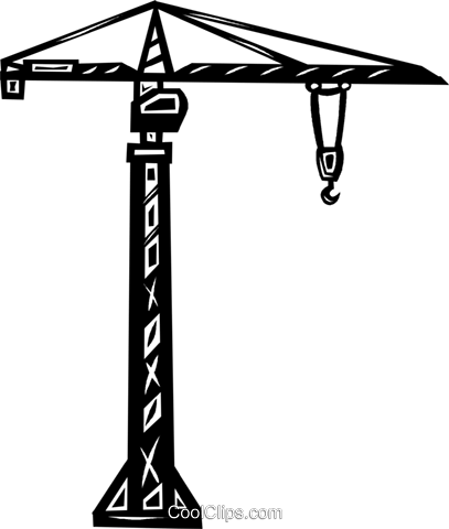 Crane Clipart Building Construction - Tower Crane Silhouette Png (407x480), Png Download