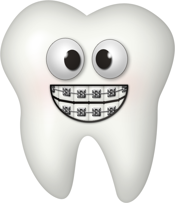 Kaagard Toothygrin Png Dental Art And Humor - Tooth With Braces Clipart (582x677), Png Download