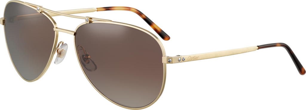 Santos De Cartier Sunglassesmetal, Brushed Golden Champagne - Cartier Mens Sunglasses Gold (1024x369), Png Download