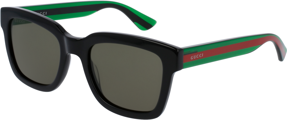 Gucci Gg0001s-002 Black/green 52mm Urban Men Sunglasses - Gucci Sunglasses Gg0001s (1000x560), Png Download