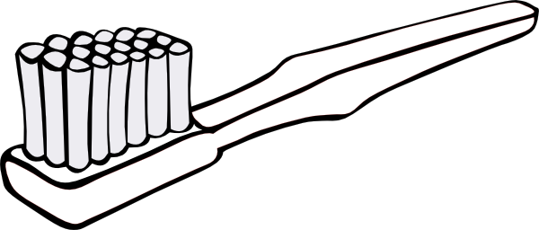 Brushing Teeth Clipart Black And White - Toothbrush Clipart Black And White (600x256), Png Download