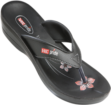 Vkc Pride Black Slippers For Women-102 - Nallur Shopping (475x395), Png Download