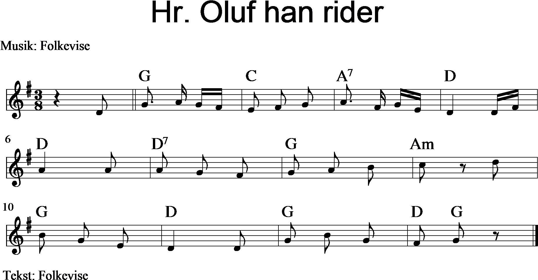 Oluf Han Rider - Sheet Music (1984x981), Png Download