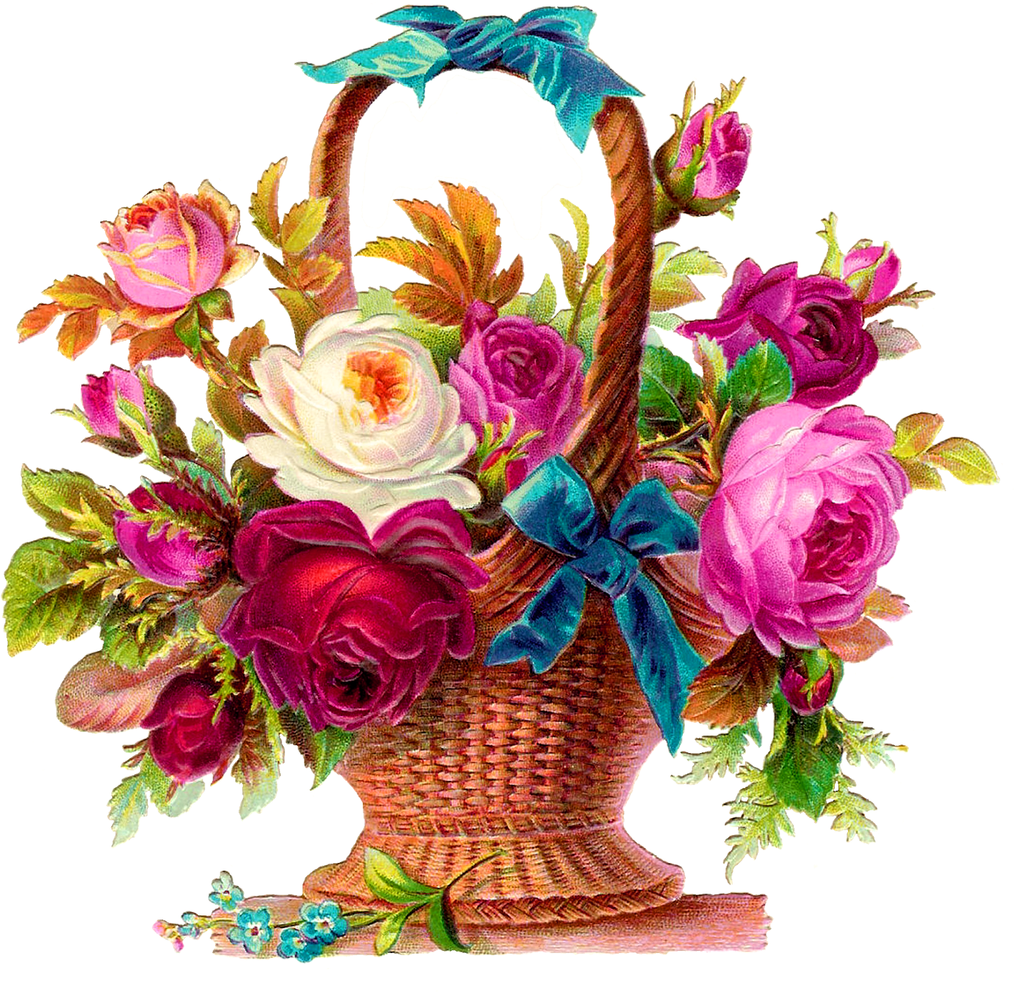 Printable Rose Flower Basket Scrapbooking Clip Art - Mothers Day Flowers Basket (1600x1556), Png Download