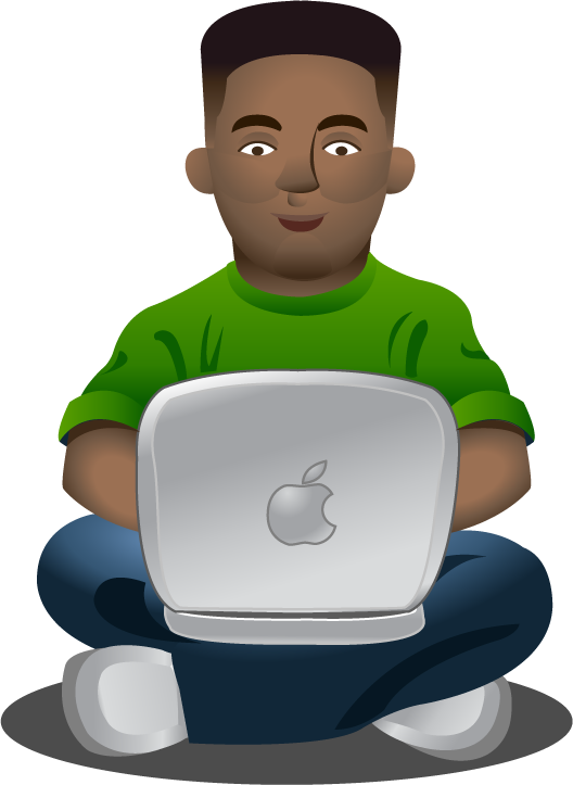 Man With Laptop - Laptop Guy Cartoon (528x723), Png Download