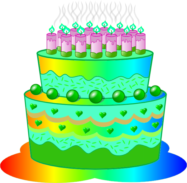 Birthday Cake B Image - Green Birthday Cake Clipart (600x588), Png Download