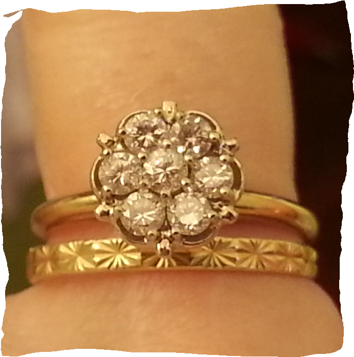 Both Are Larger Than My Engagement Diamond Which Is - Vintage Cluster Wedding Set Rings (713x720), Png Download