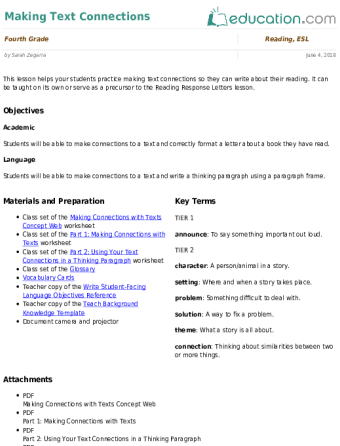 Making Text Connections - Education (340x446), Png Download