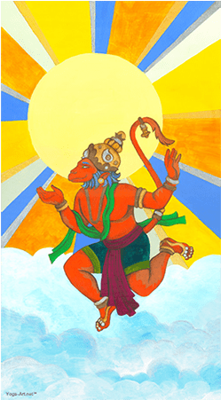 Portfolio Yoga Art - Hanuman Leaping (500x450), Png Download