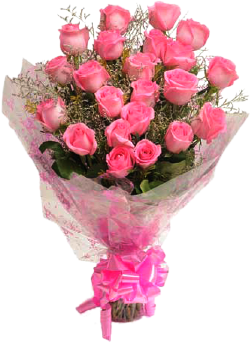 Bunch Of 20 Pink Roses Myflowergift - Good Morning New Pink Roses (1200x1200), Png Download