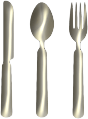Knife Fork Spoon Silver Png Clipart By Clipartcotttage - Silver Spoon Fork And Knife (372x500), Png Download