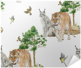 Seamless Pattern Repeated Tile Of Watercolor Animals - Watercolor Painting (400x400), Png Download