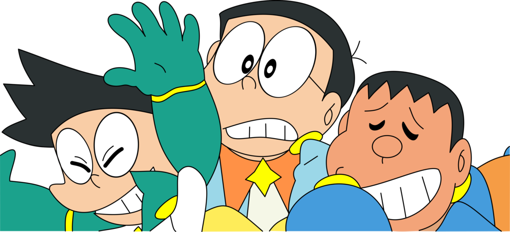 Nobita Suneo And Gyan - Doraemon Nobita Gian Suneo (1024x467), Png Download