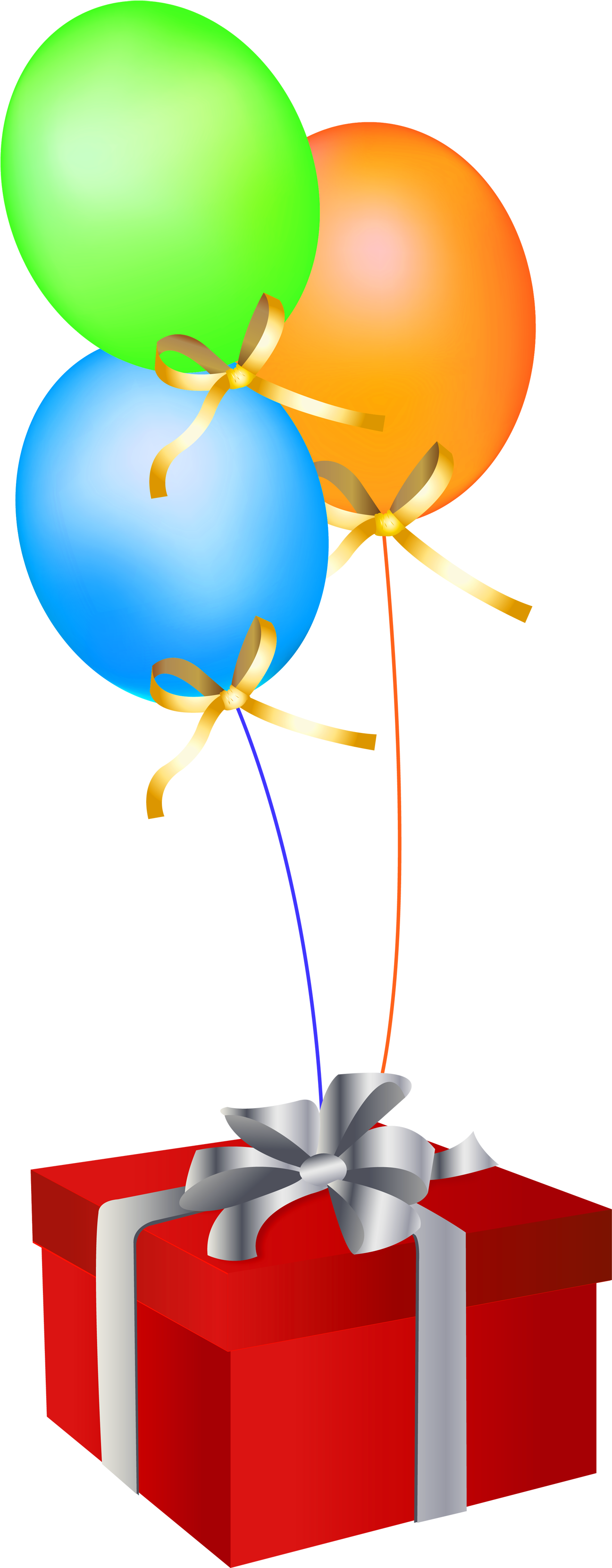 Red Box With Balloons Gallery Yopriceville High - Gift And Balloons Png (1400x3406), Png Download