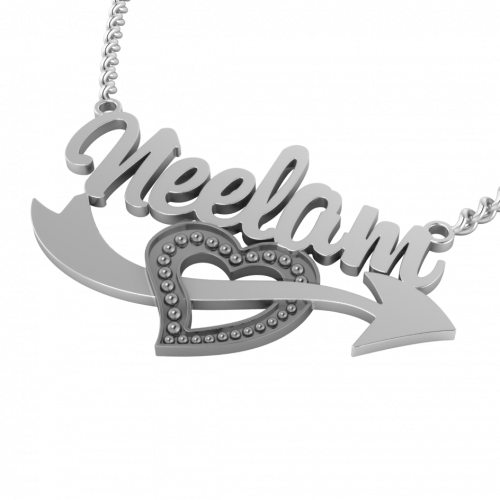 Stylish Personalized 3d Name Necklace With Cupid Heart - Necklace (500x500), Png Download