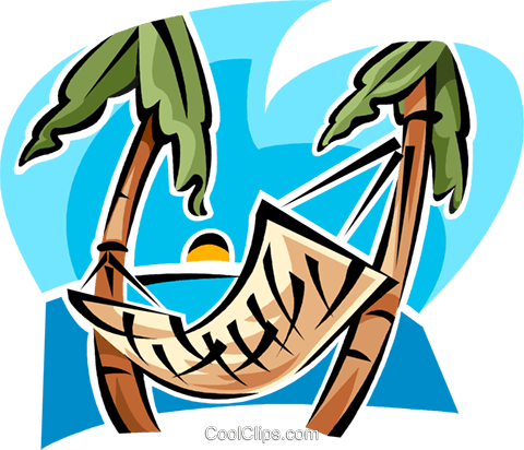 Hammock Between Two Trees Royalty Free Vector Clip - Hammock Between Palm Trees (480x412), Png Download