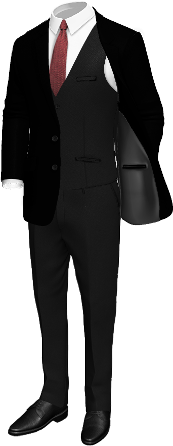 Black Wool Suit Black 3-piece Wool Suit - Png Suit Up (400x900), Png Download