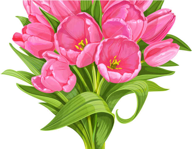 Tulip Clipart Flower Bokeh - Transparent Background Bouquet Of Flowers Clipart (640x480), Png Download