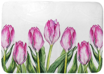 Watercolor Pink Tulip Flower Nature Border Frame Bath - Watercolor Painting (400x400), Png Download