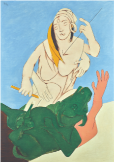 Tyeb Mehta Woman On Rickshaw Painting (550x330), Png Download