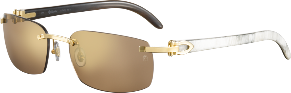 C Décor Sunglasseswhite Buffalo Horn, Smooth Golden - Cartier Eyewear: California-t8200759 (1024x327), Png Download