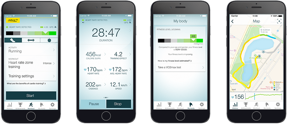 Smart Earbuds Top Biometric Headphones - Jabra Coach Blue Headphones With Mic (970x428), Png Download