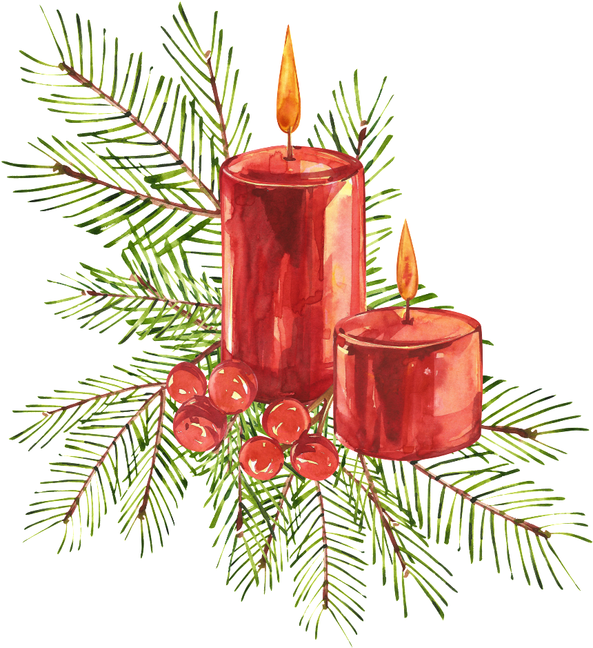 Christmas Candle Png Transparent - Christmas Candle Illustration (1024x1024), Png Download