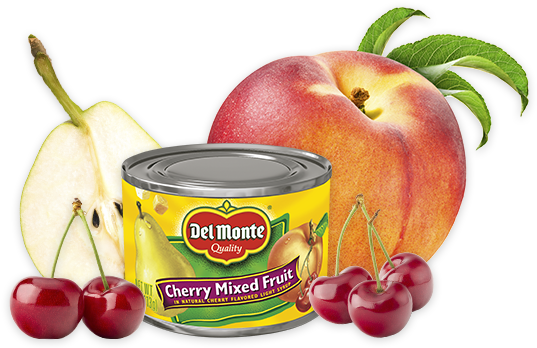 Cherry Mixed Fruit - Del Monte Cherry Mixed Fruit In Natural Cherry Flavored (1050x347), Png Download