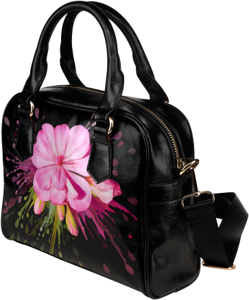 Pink Flower Color Splash, Watercolor Shoulder Handbag - Handbag (500x500), Png Download
