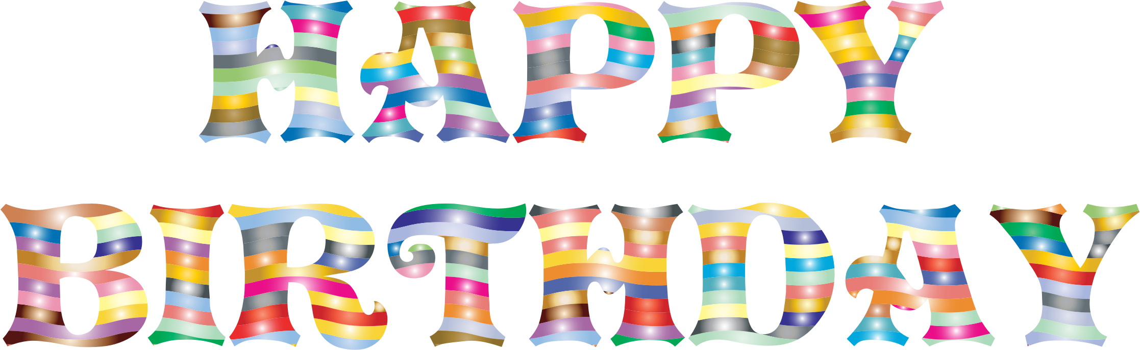 Prismatic Happy Birthday Typography - Happy 2 Birthday Png (2234x686), Png Download