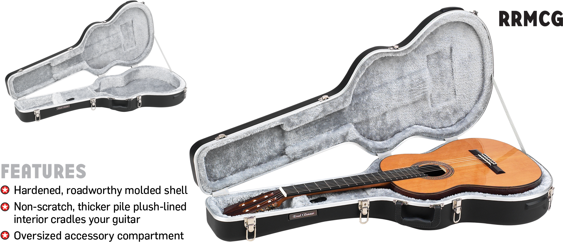 Abs Molded Hardshell Classical Guitar Case Road Runner - Road Runner Classical Guitar Case (1920x900), Png Download