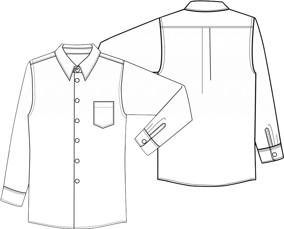 Drawn Shirt Mens Shirt - Tailored Shirt Technical Drawing (1024x829), Png Download