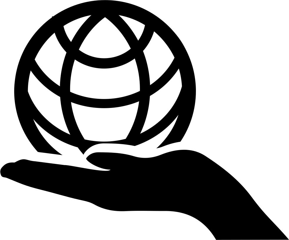 Globe On Hand - Globe In Hand Icon (981x814), Png Download