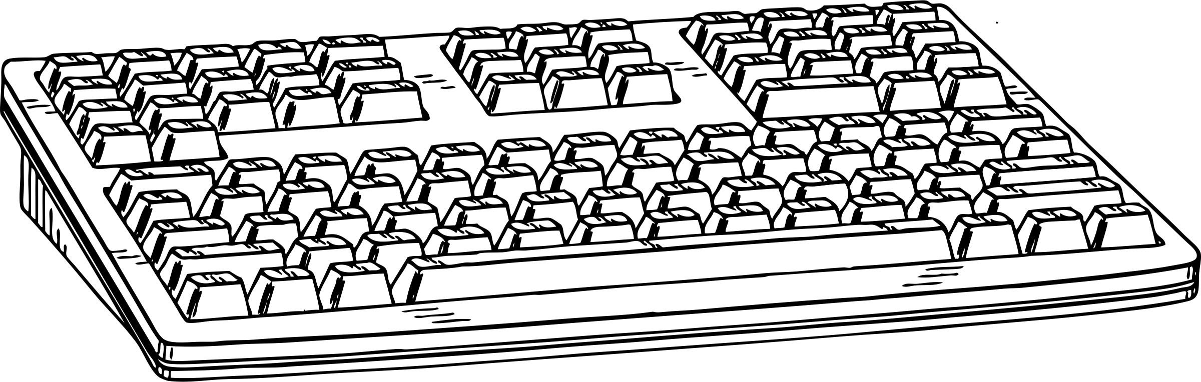 Computer Keyboard 1 Picture Royalty Free Download - Computer Keyboard Line Drawing (2400x764), Png Download