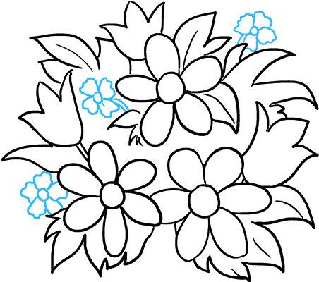 How To Draw Flower Bouquet - Drawing (680x678), Png Download