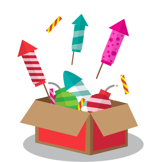 Exciting Gift Boxes - Fireworks (800x800), Png Download
