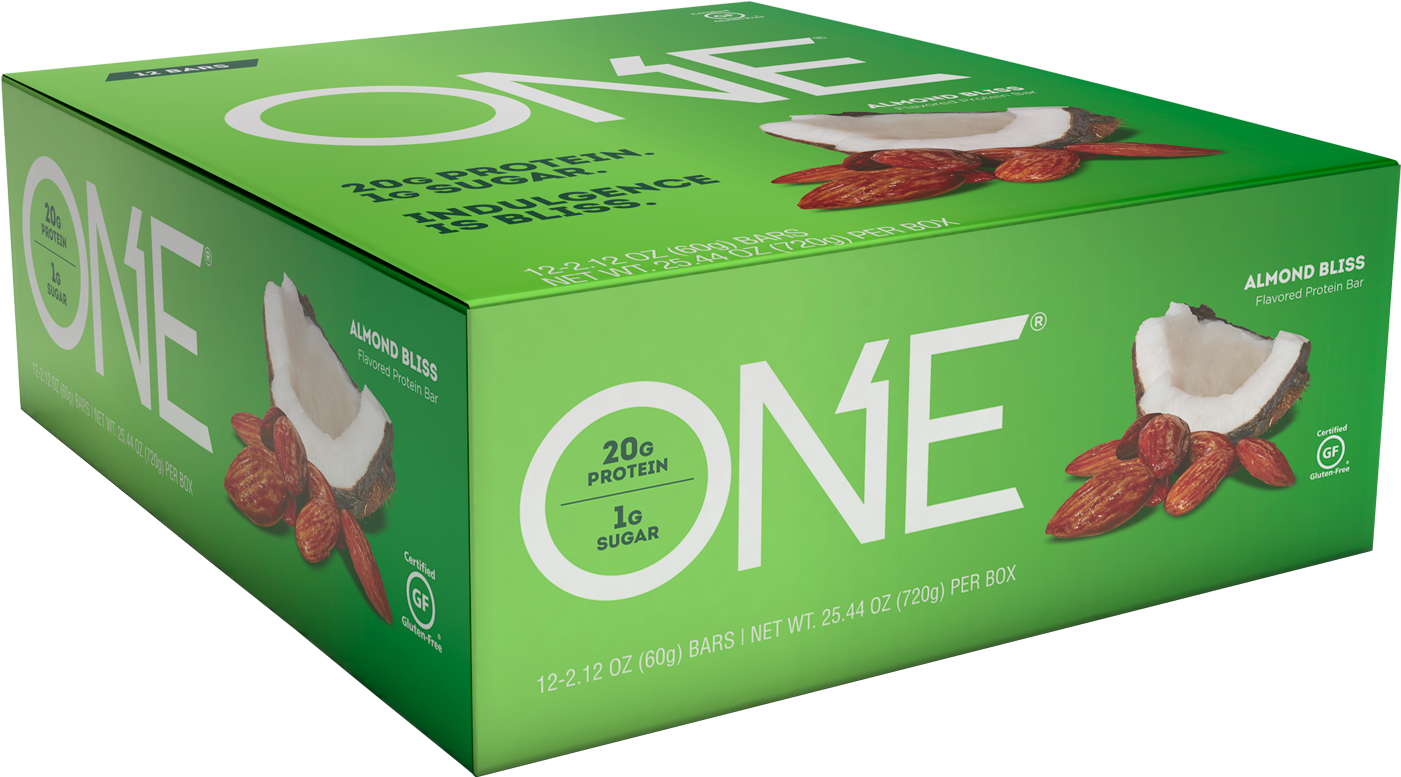 One Bars Almond Bliss Protein Bar - One Protein Bar Almond Coconut (1400x784), Png Download
