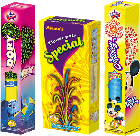 Ajanta Fireworks - Flowerpot (505x518), Png Download
