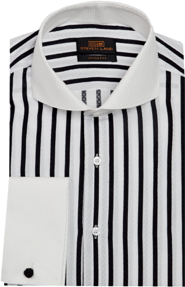 Steven Land Dress Shirt In Black/white - Dress Shirt (406x630), Png Download