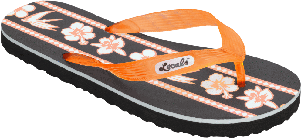Locals Women's Mix Flower Orange Slippa - Flip-flops (1024x768), Png Download