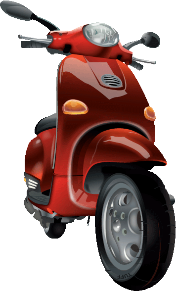 Scooter Clipart Two Wheeler - Two Wheels Vehicles Clipart (356x588), Png Download